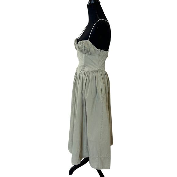 Ronny Kobo Beige Corset Midi Dress MEDIUM Cotton Cottage Sundress Designer $400 - Picture 12 of 15